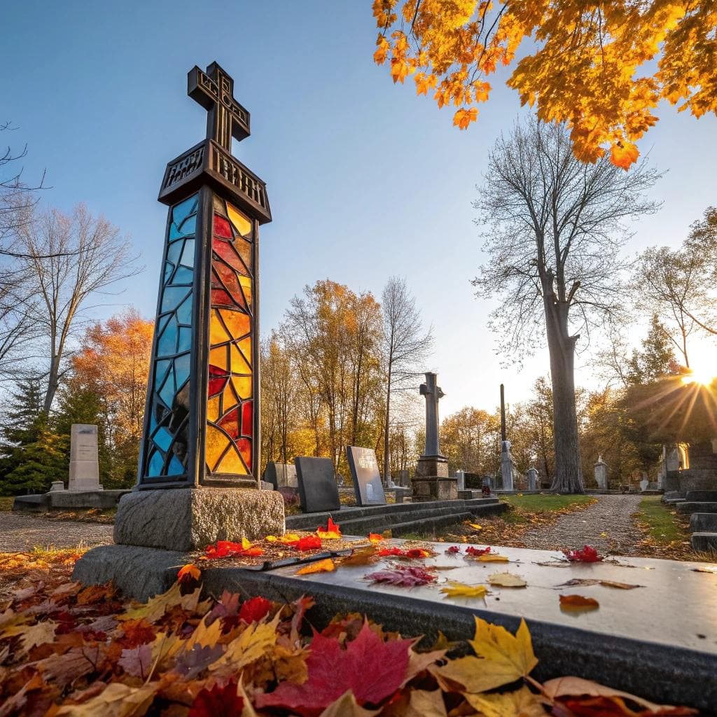 Концепт памятника с крестом, сгенерированный нейросетью