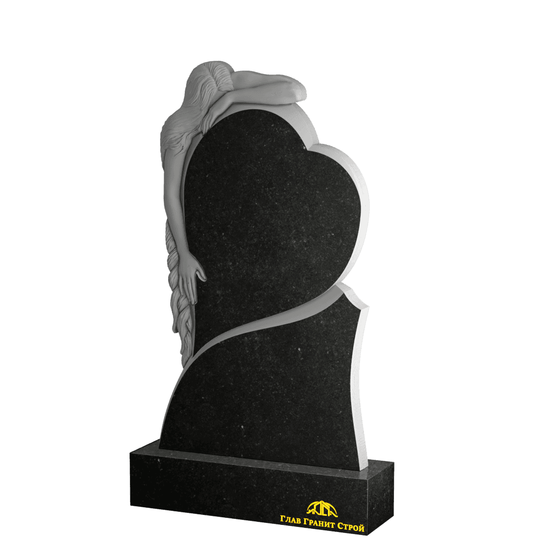 Р01-02 Памятник из габбро-диабаза со скорбящей и сердцем