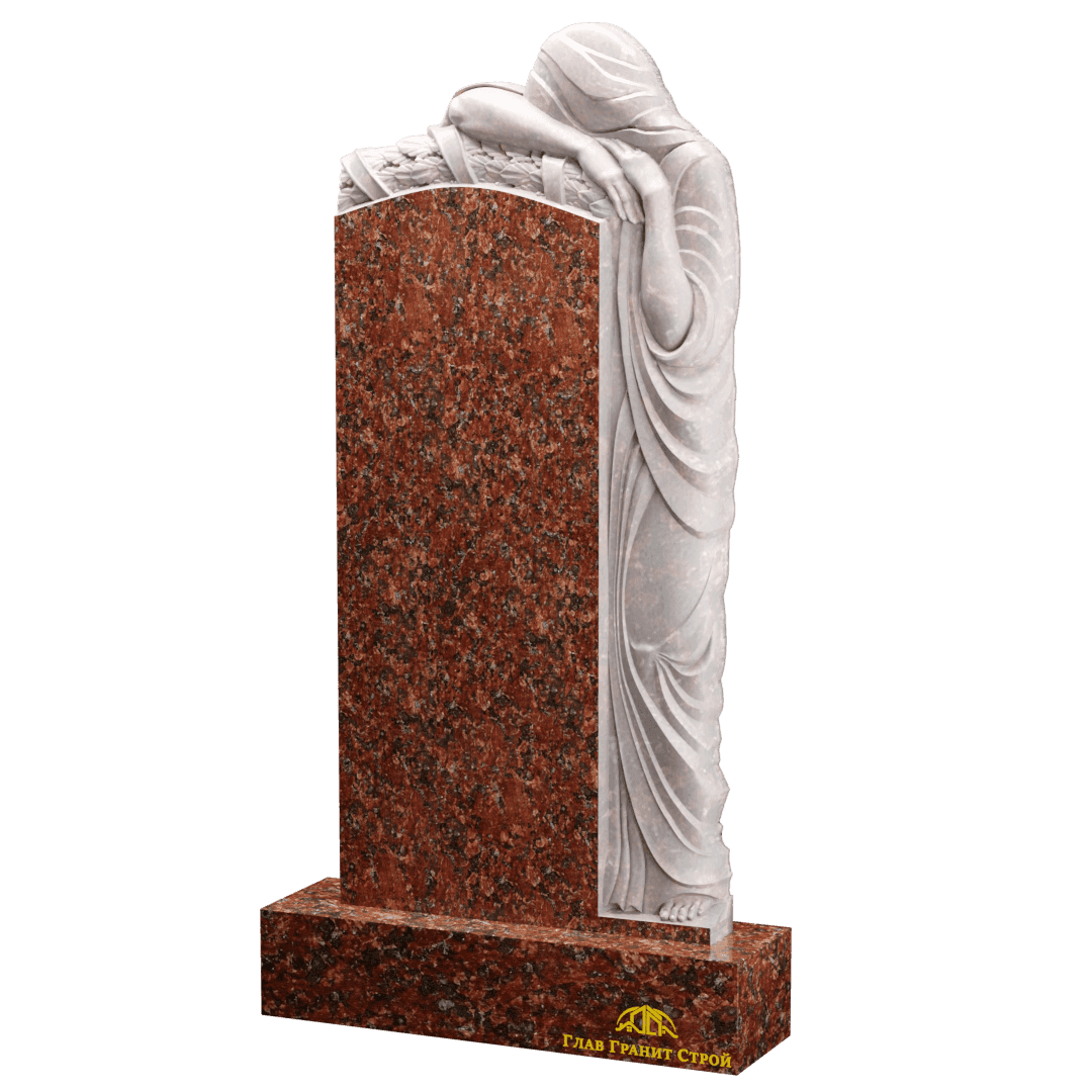 Р01-04 Памятник из капустинского гранита со скорбящей справа