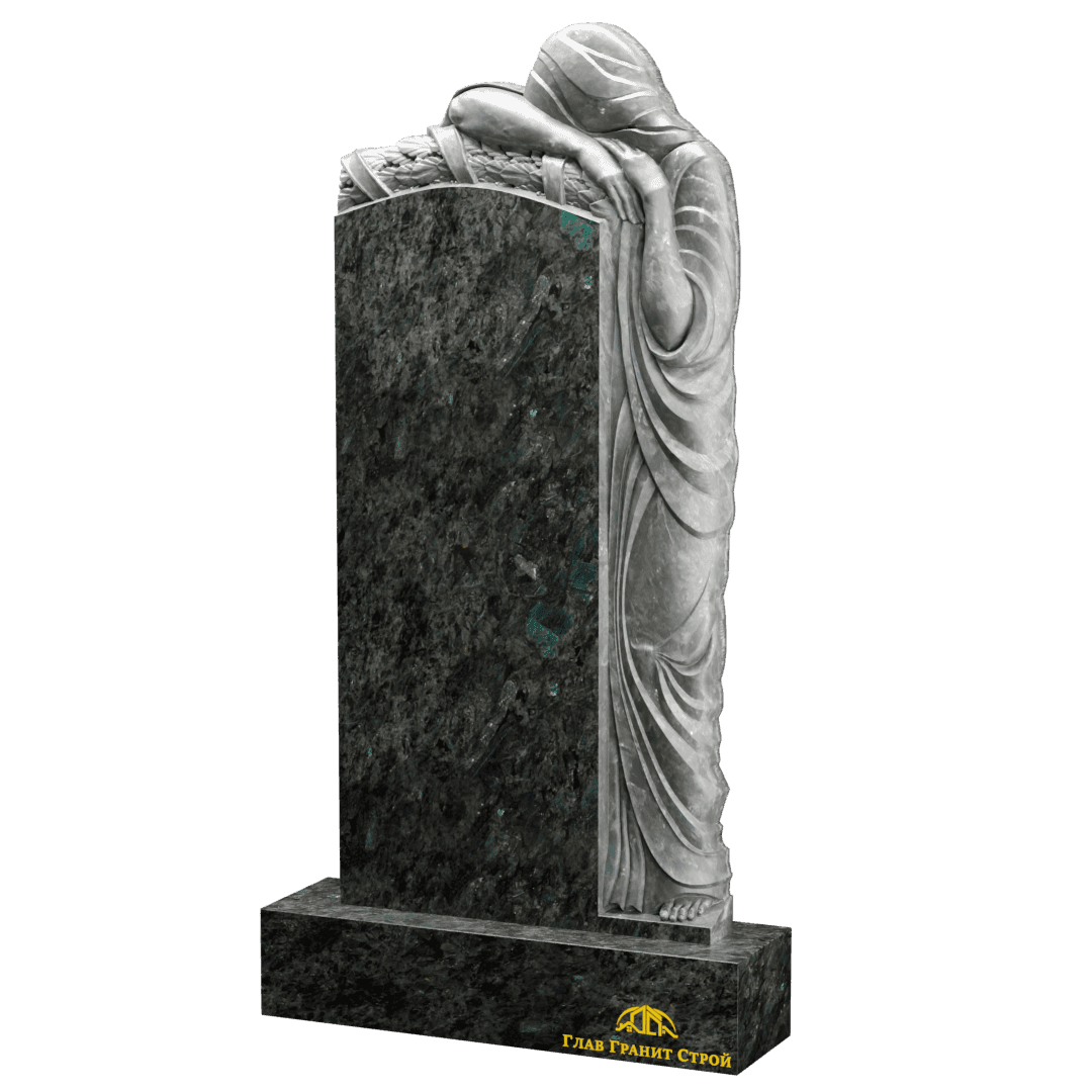 Р01-04 Памятник из лабрадорита со скорбящей справа