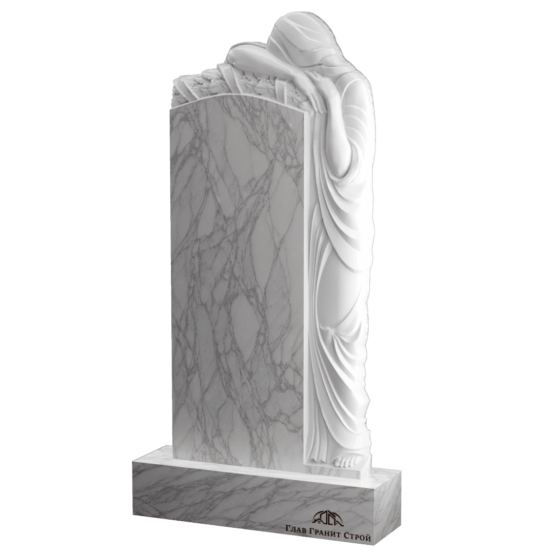 Р01-04 Памятник из мрамора со скорбящей справа