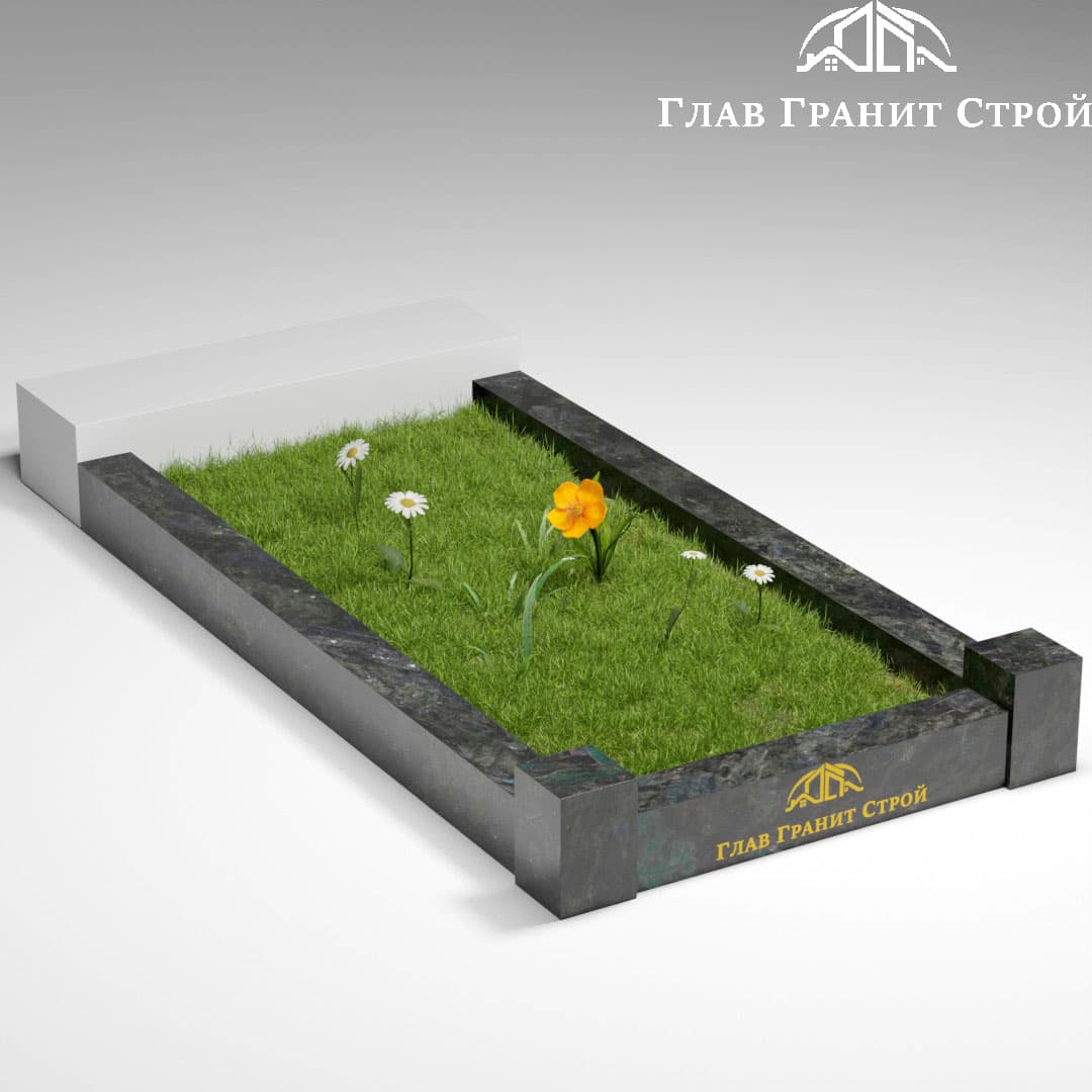 Цв04 Цветник со столбиками лабрадорит