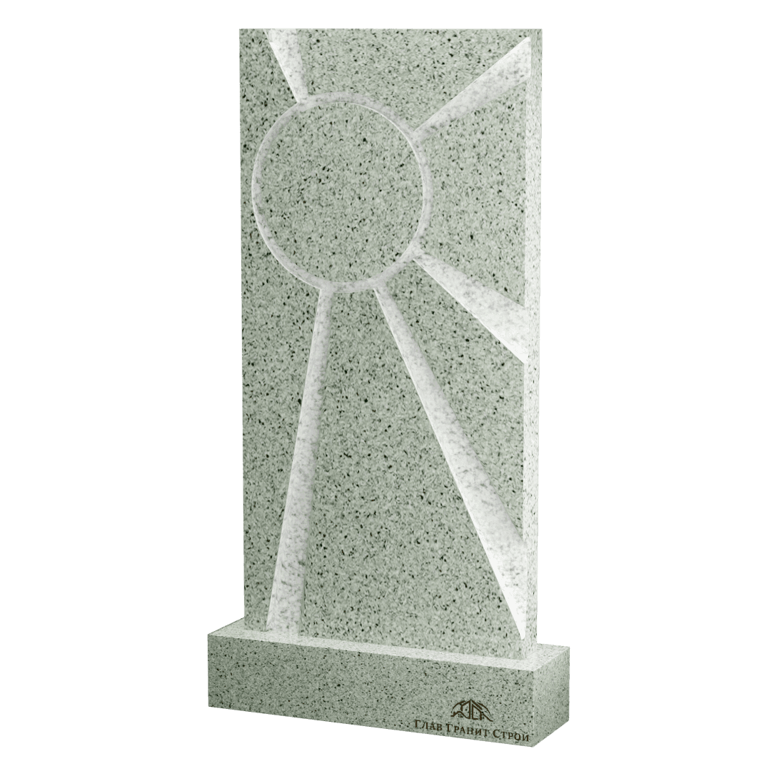Вертикальный прямоугольный памятник из мансуровского гранита формы Солнце
