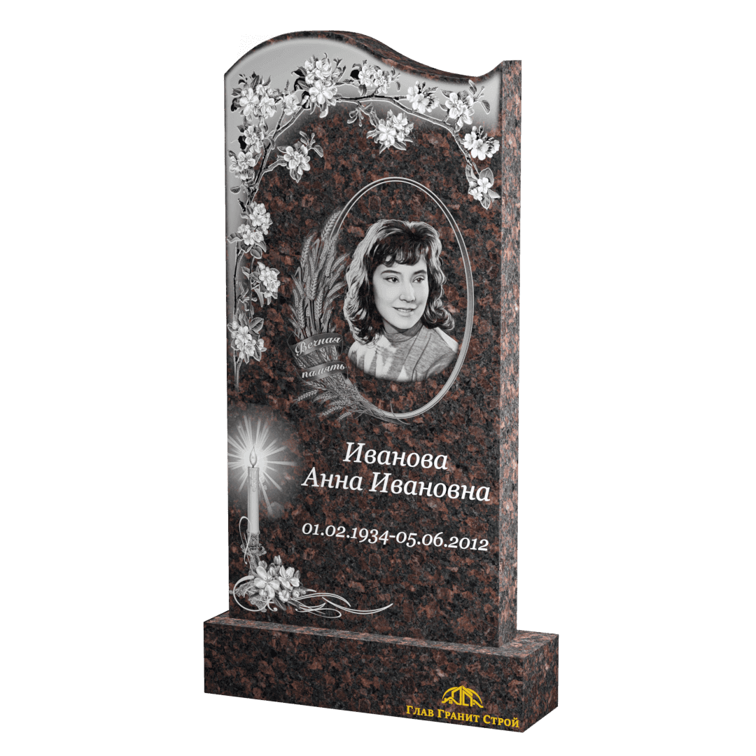 Волна из дымовского гранита по контуру гравировки