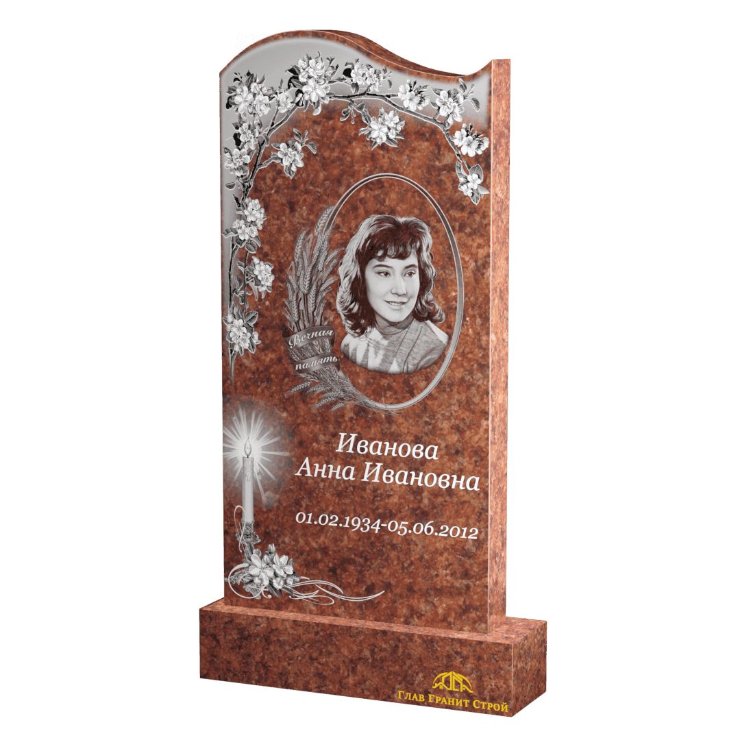 Волна из лезниковского гранита по контуру гравировки