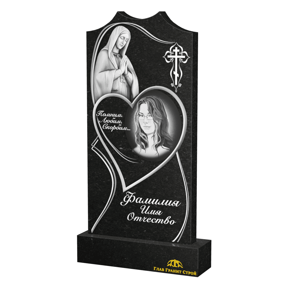 В05-08 Вертикальный памятник "Венец" из габбро-диабаза с оформлением