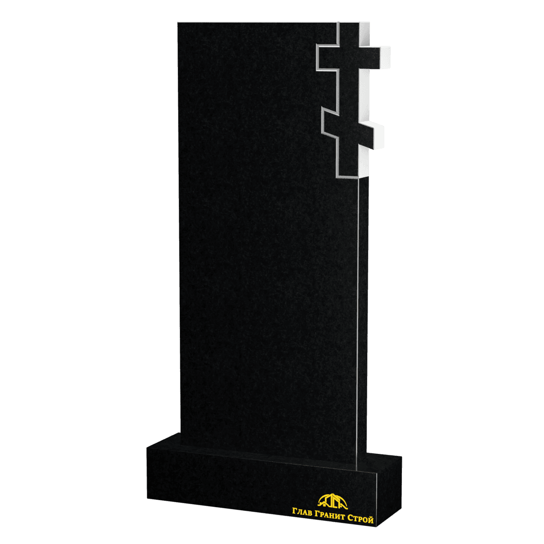 В06-02 Прямая стела из букинского гранита с крестом справа