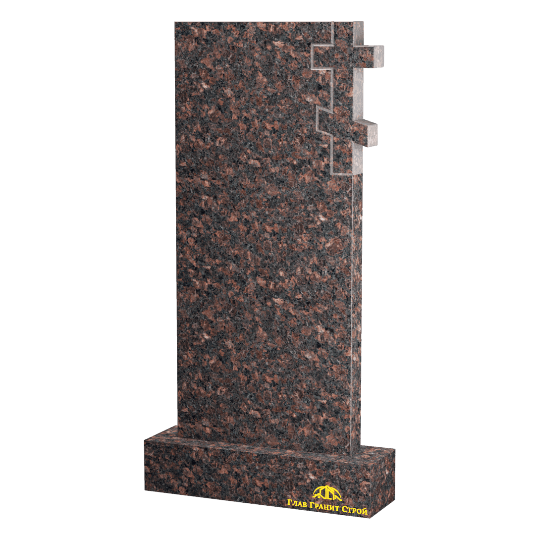 В06-02 Прямая стела из дымовского гранита с крестом справа