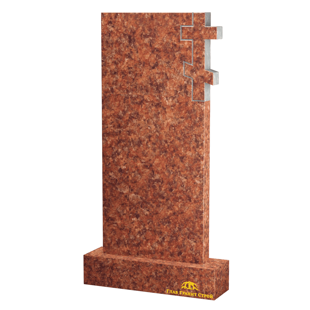 В06-02 Прямая стела из лезниковского гранита с крестом справа