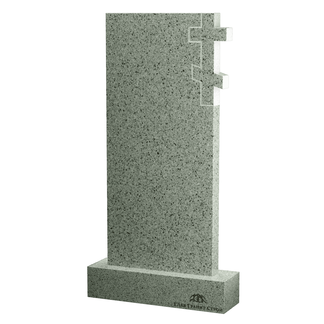 В06-02 Прямая стела из мансуровского гранита с крестом справа