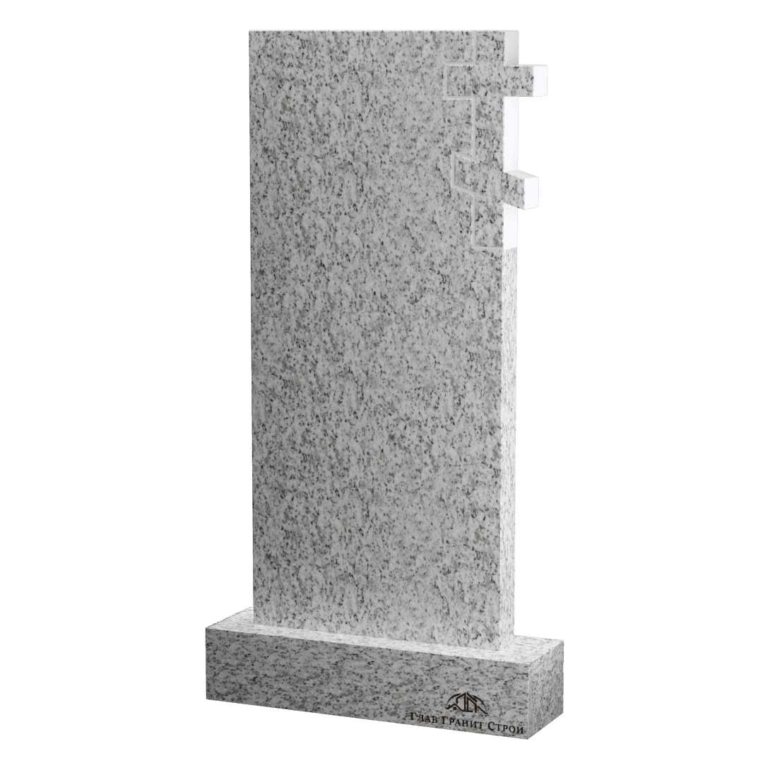 В06-02 Прямая стела из покостовского гранита с крестом справа