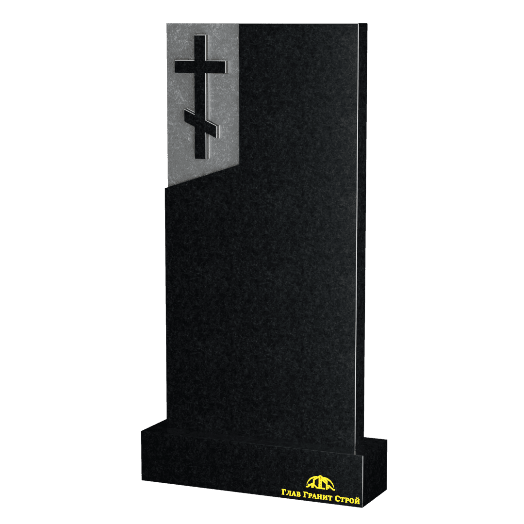 В06-03 Прямоугольный памятник из букинского гранита с крестом слева