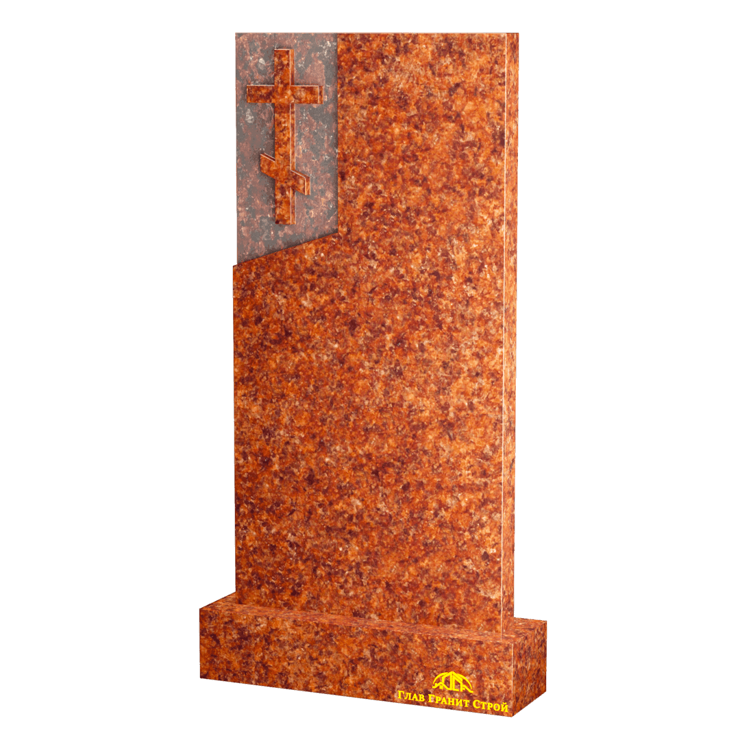 В06-03 Прямоугольный памятник из лезниковского гранита с крестом слева