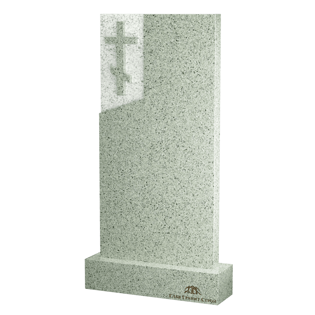 В06-03 Прямоугольный памятник из мансуровского гранита с крестом слева