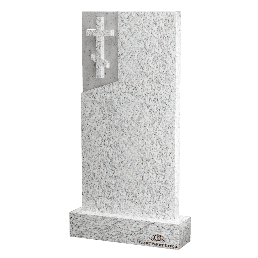 В06-03 Прямоугольный памятник из покостовского гранита с крестом слева