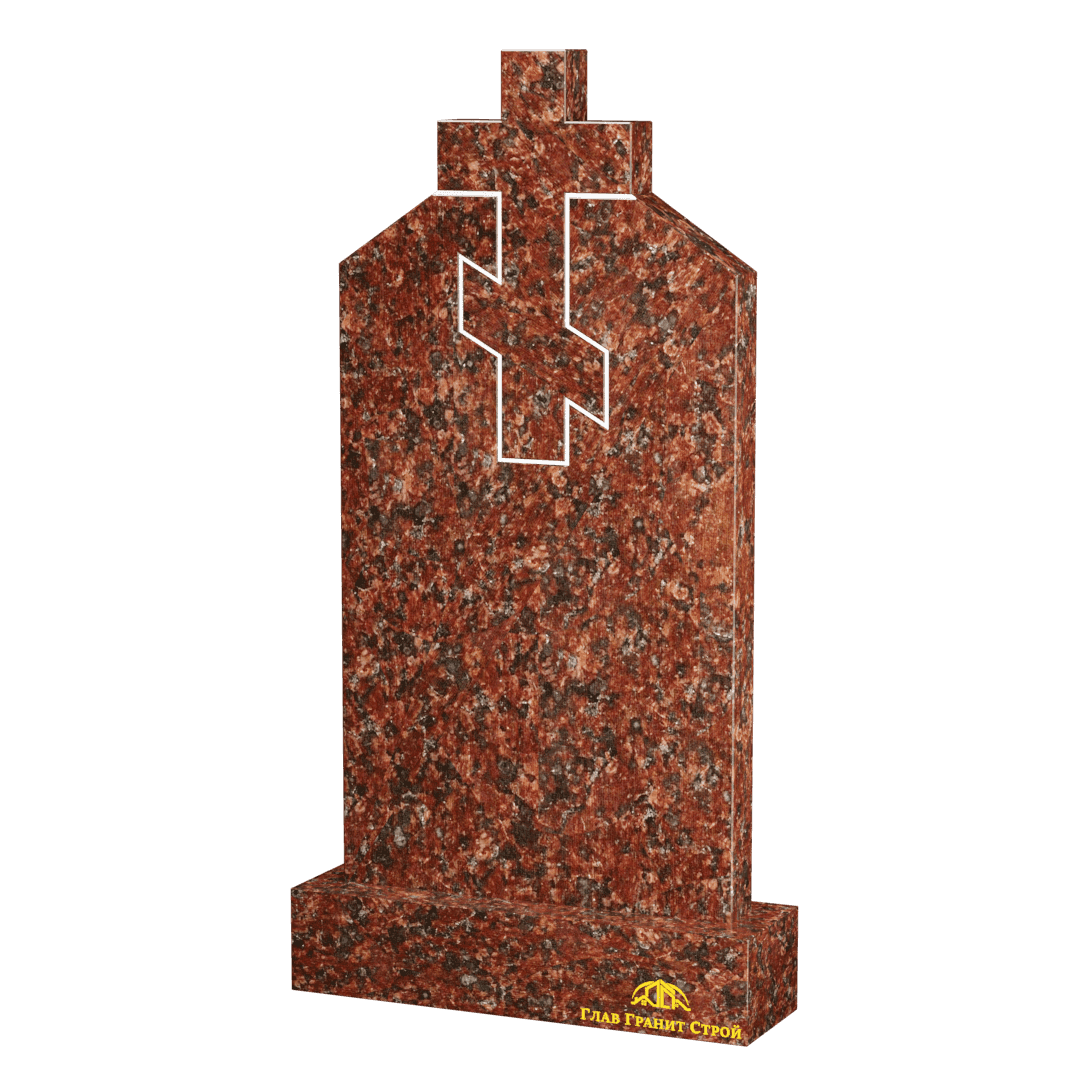 В06-04 Памятник из капустинского гранита с крестом в центре