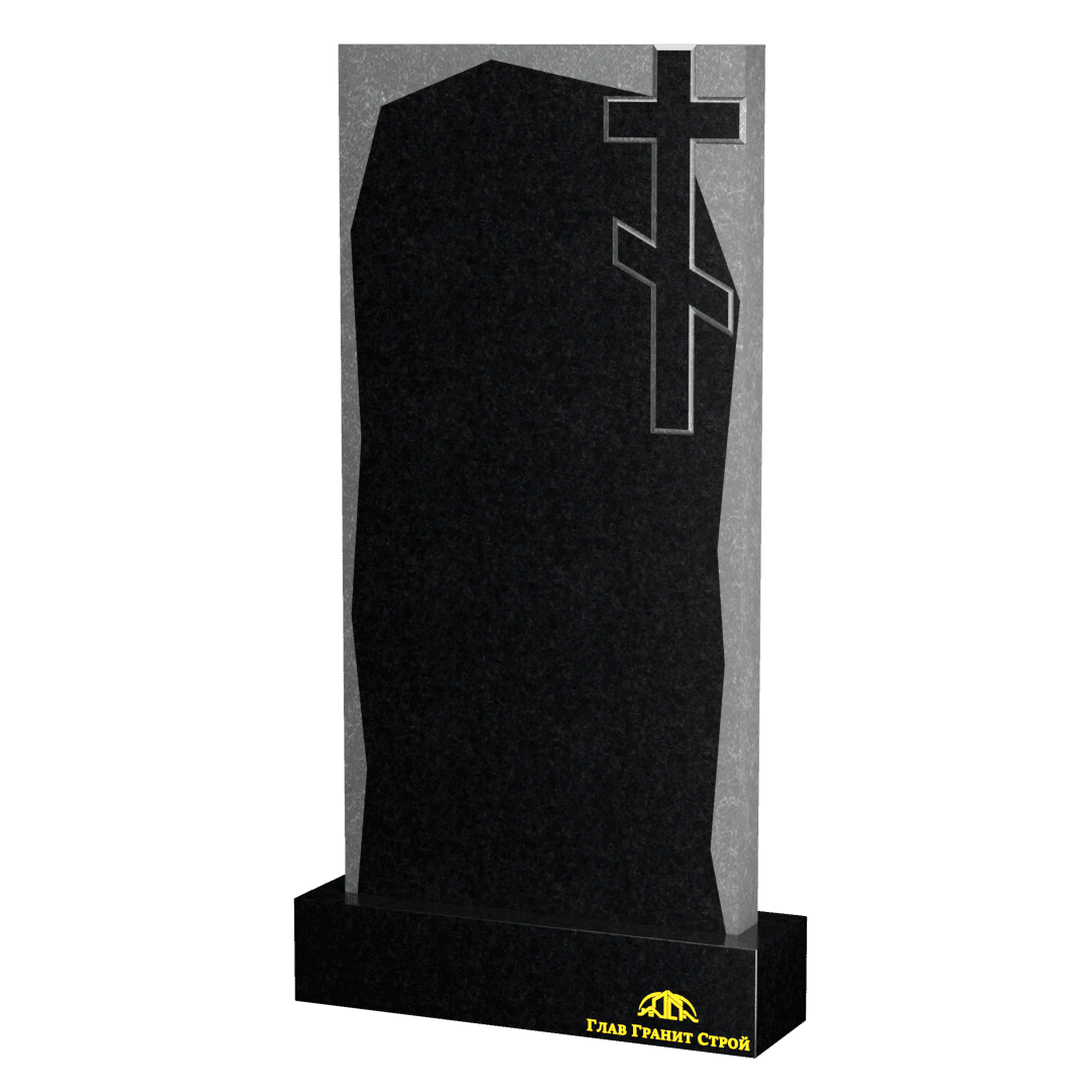 В06-05 Прямоугольная стела с крестом на неполированном букинском граните