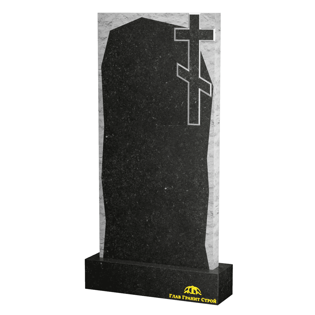 В06-05 Прямоугольная стела с крестом на неполированном габбро-диабаза