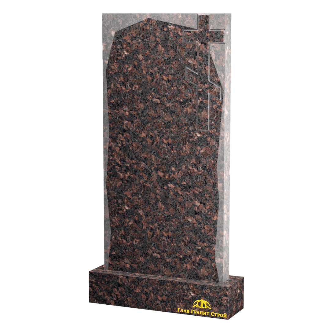 В06-05 Прямоугольная стела с крестом на неполированном дымовском граните