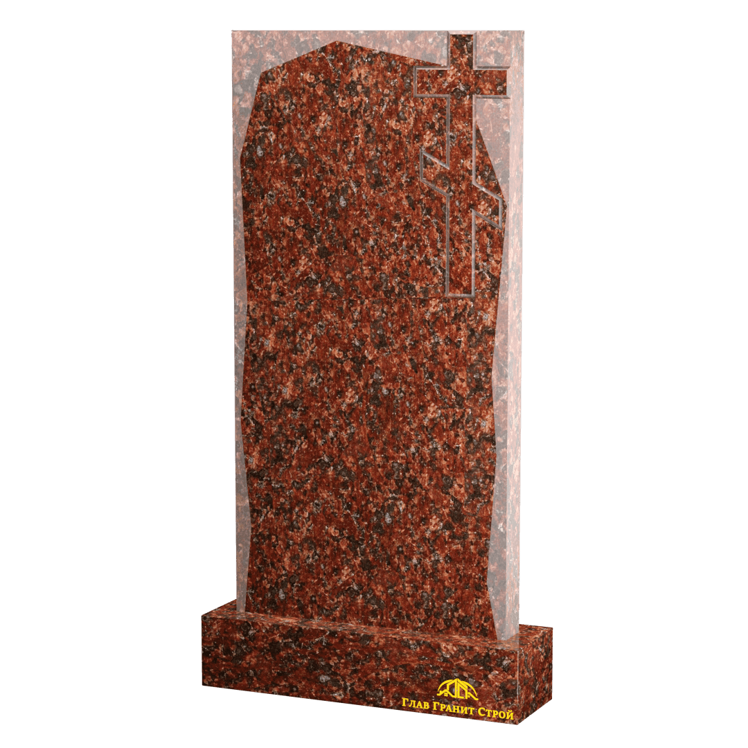 В06-05 Прямоугольная стела с крестом на неполированном капустинском граните