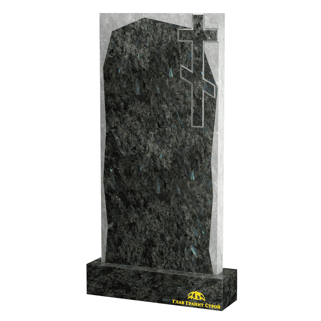 В06-05 Прямоугольная стела с крестом на неполированном лабрадорите
