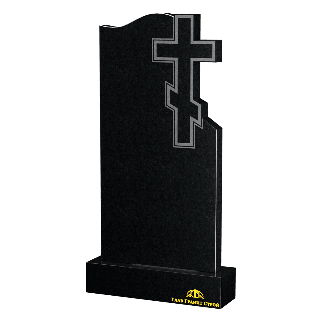 В06-06 Памятник из букинского гранита с волной и крестом справа