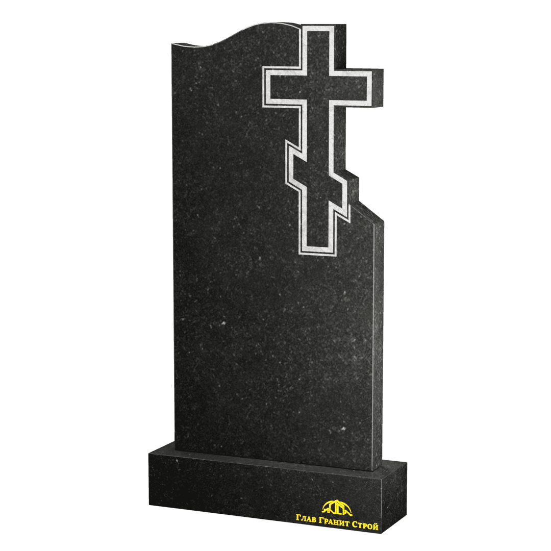 В06-06 Памятник из габбро-диабаза с волной и крестом справа