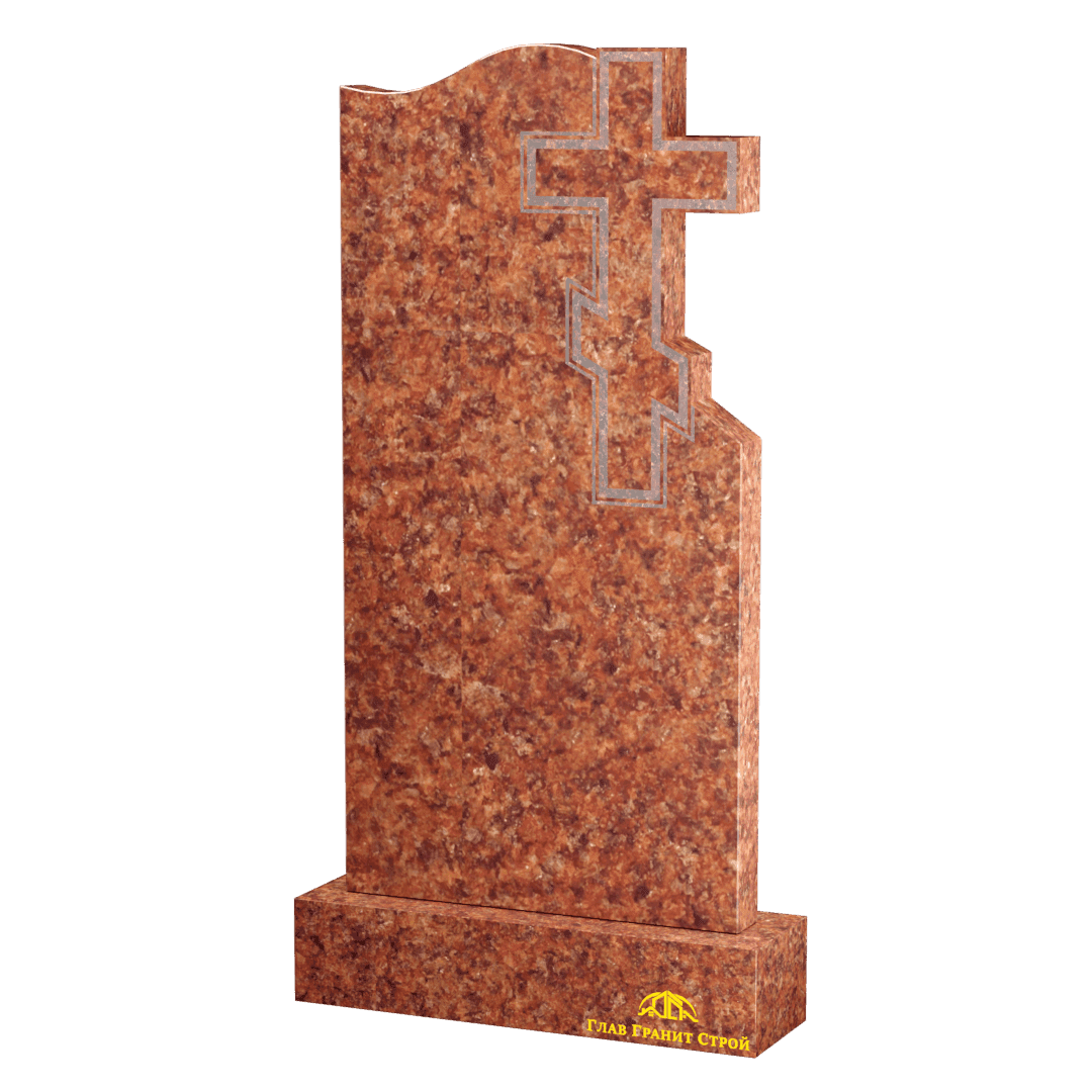 В06-06 Памятник из лезниковского гранита с волной и крестом справа