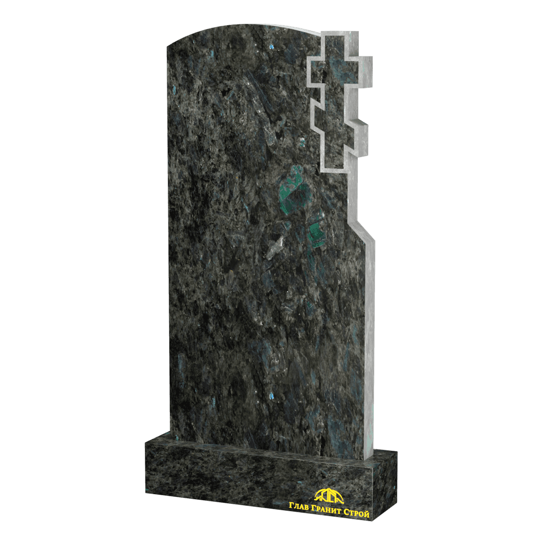 В06-07 Памятник из лабрадорита Дуга и крест справа