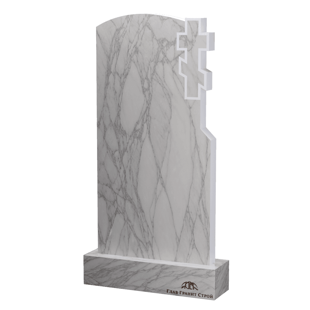 В06-07 Памятник из мрамора Дуга и крест справа