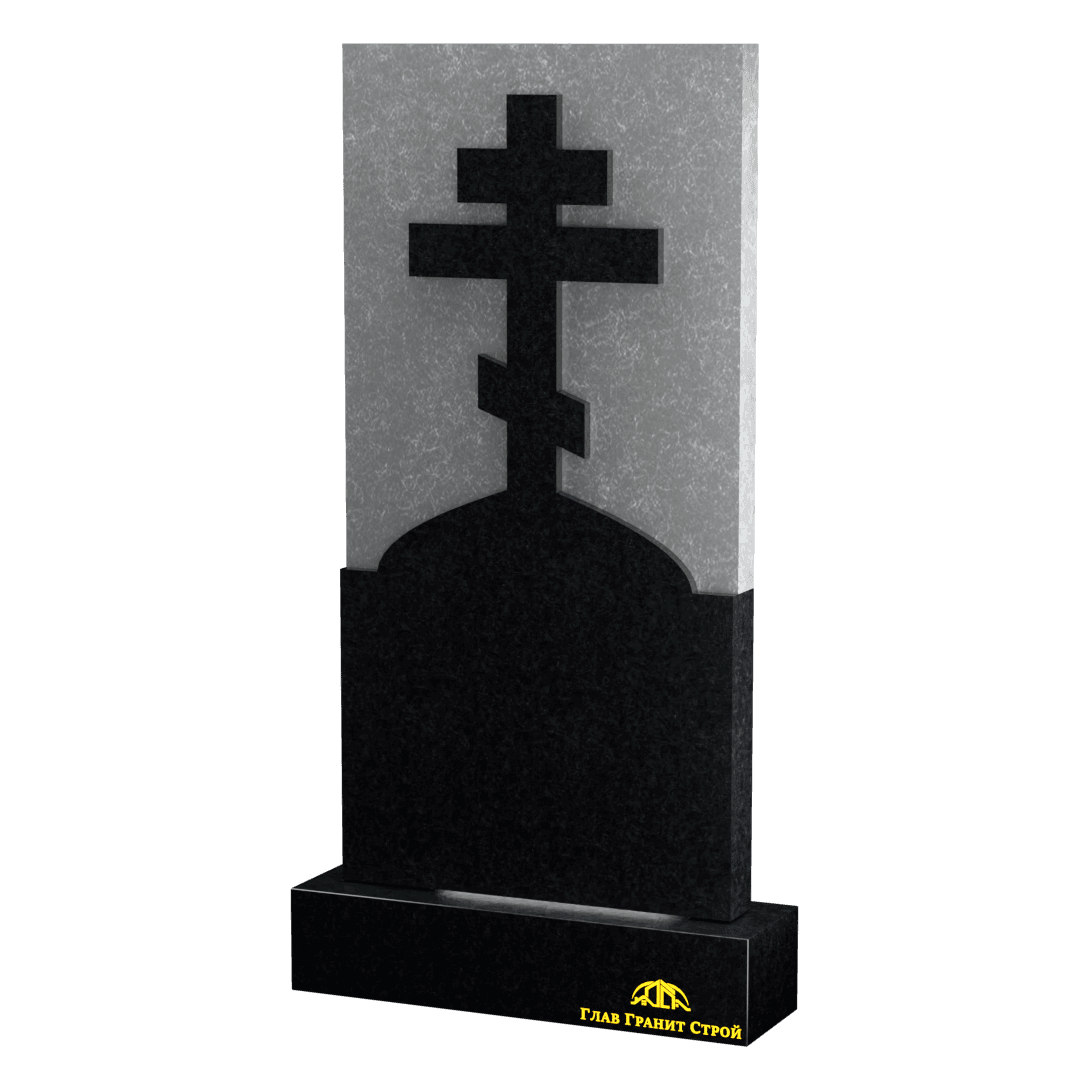 В06-08 Прямоугольный памятник из букинского гранита с крестом на голгофе
