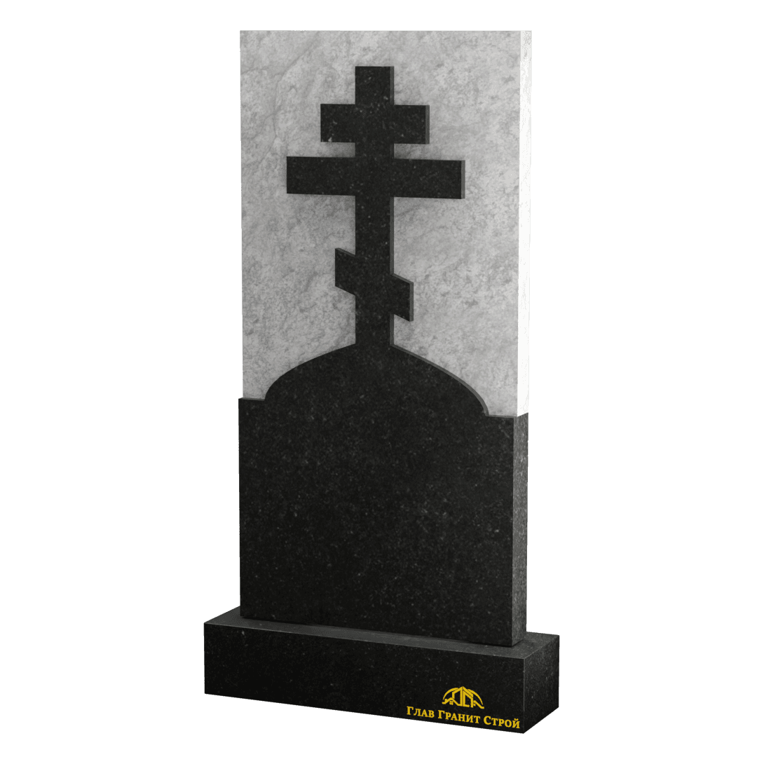В06-08 Прямоугольный памятник из габбро-диабаза с крестом на голгофе