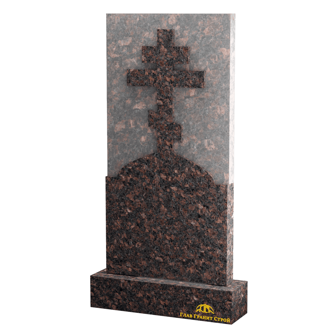 В06-08 Прямоугольный памятник из дымовского гранита с крестом на голгофе