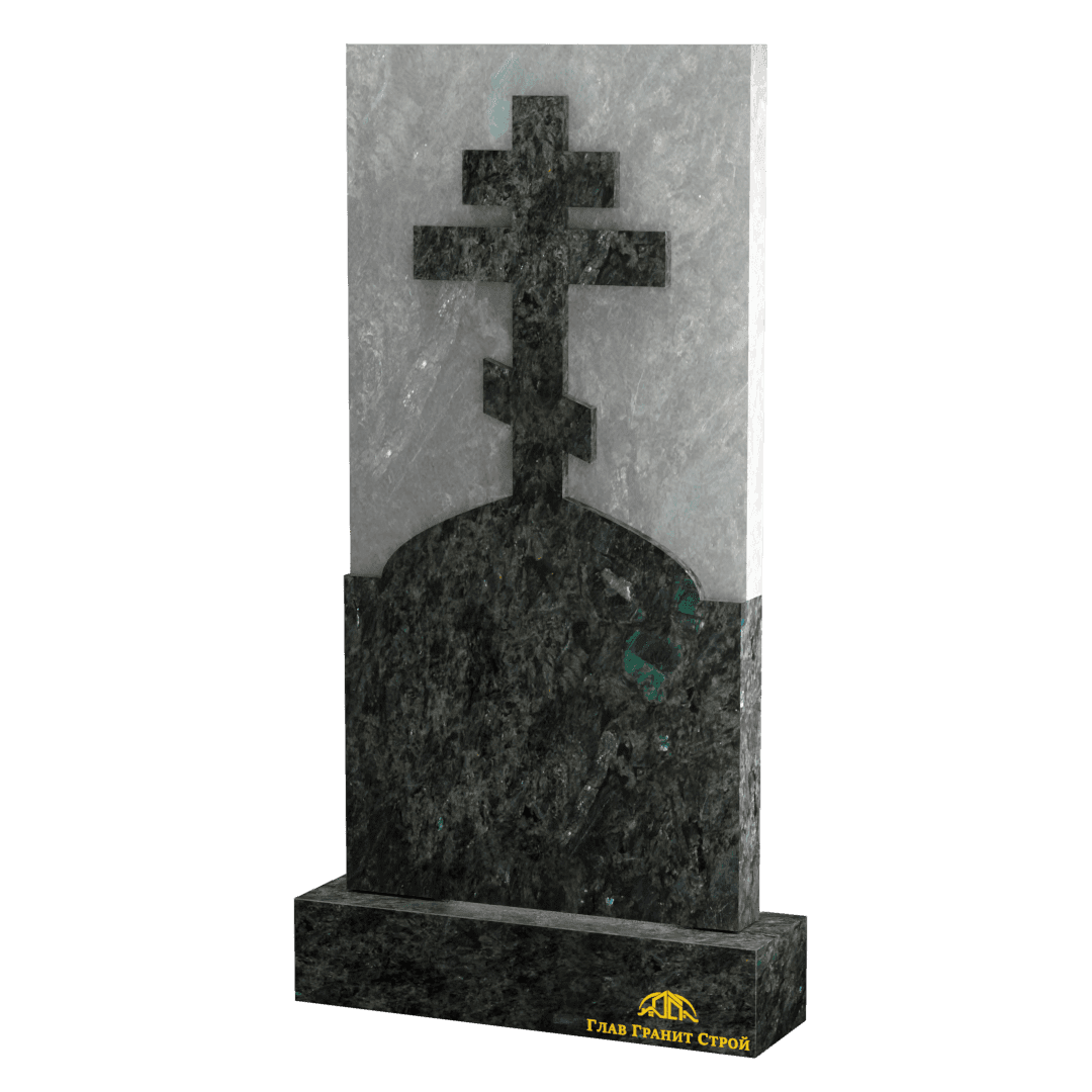 В06-08 Прямоугольный памятник из лабрадорита с крестом на голгофе