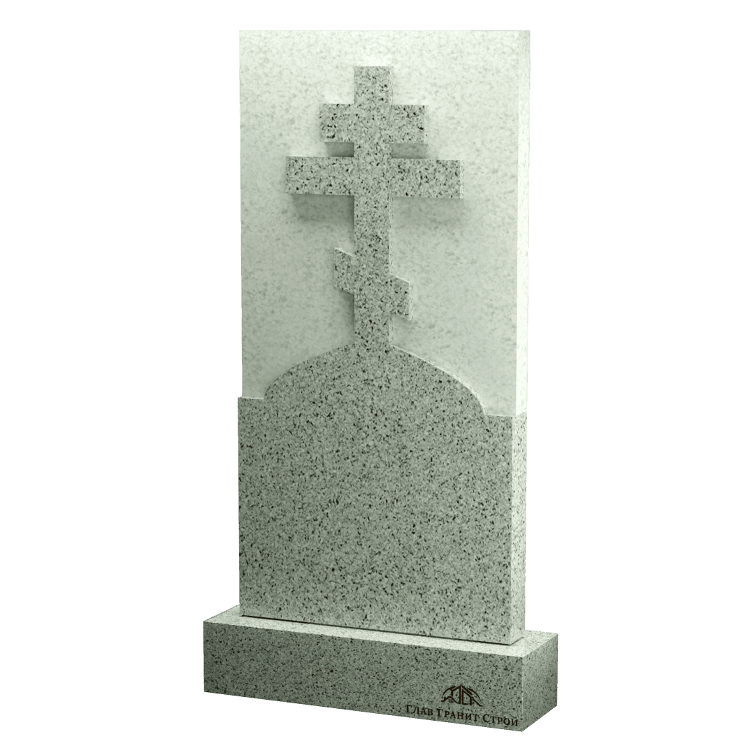 В06-08 Прямоугольный памятник из мансуровского гранита с крестом на голгофе