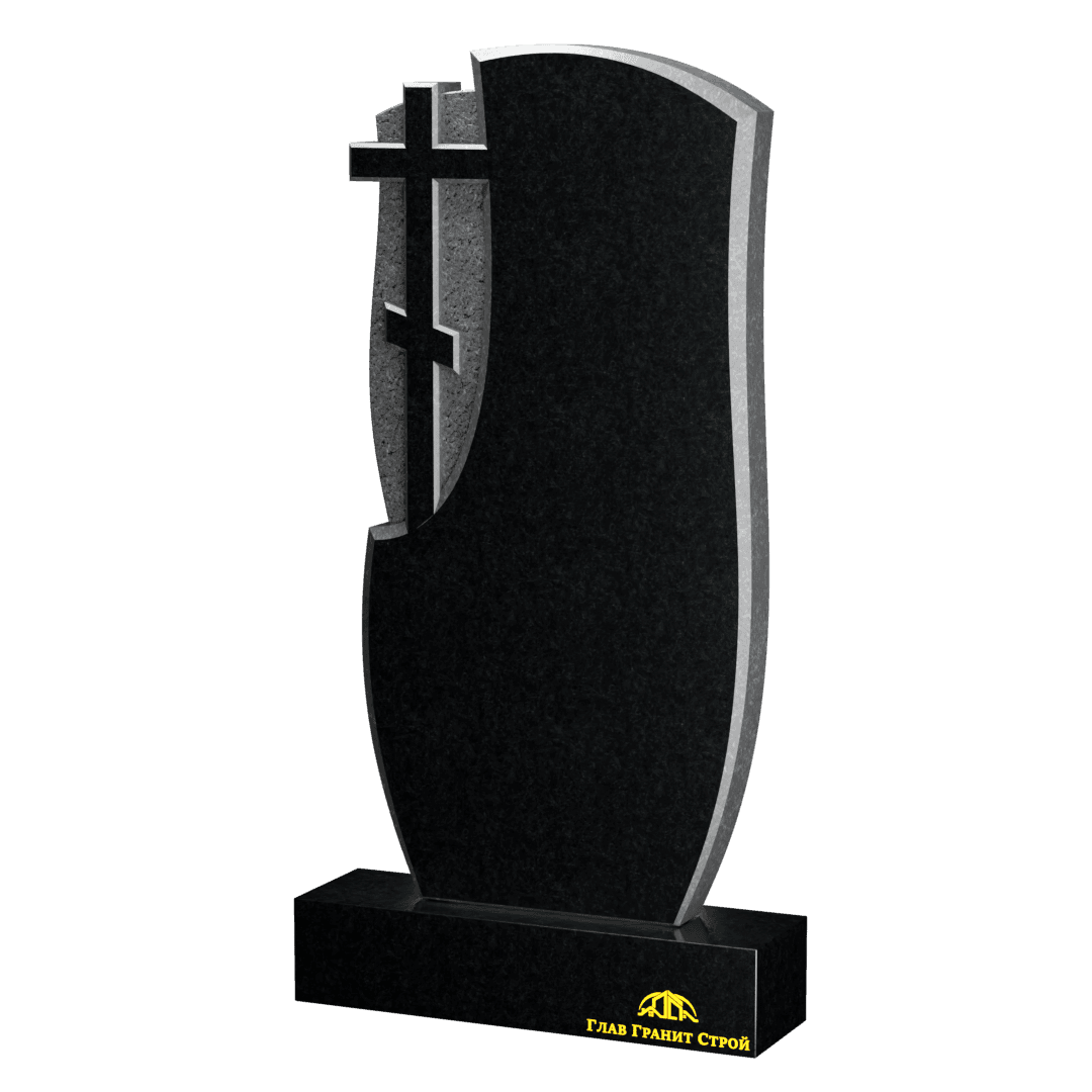 В06-10 Стела из букинского гранита с плавными гранями и крестом