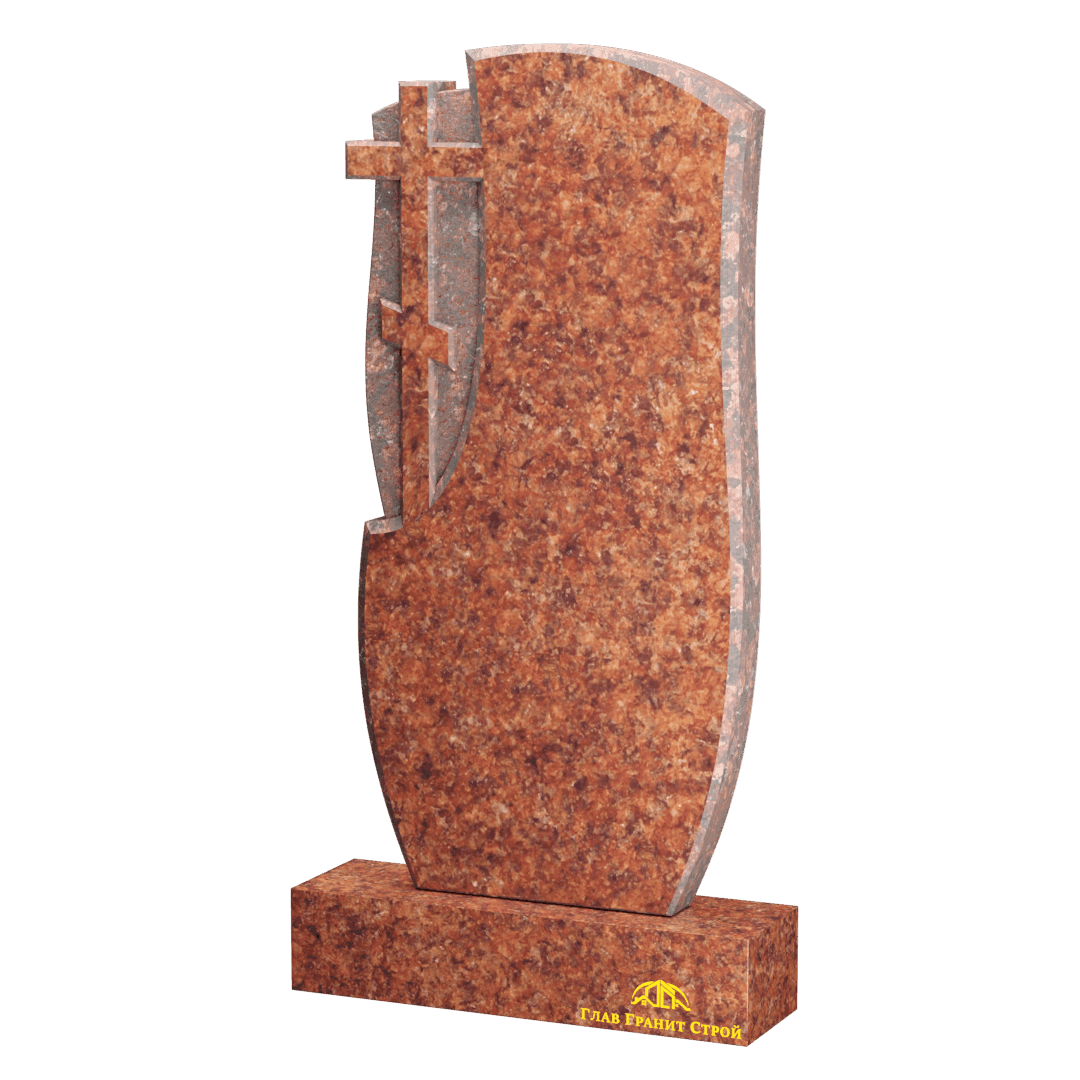 В06-10 Стела из лезниковского гранита с плавными гранями и крестом