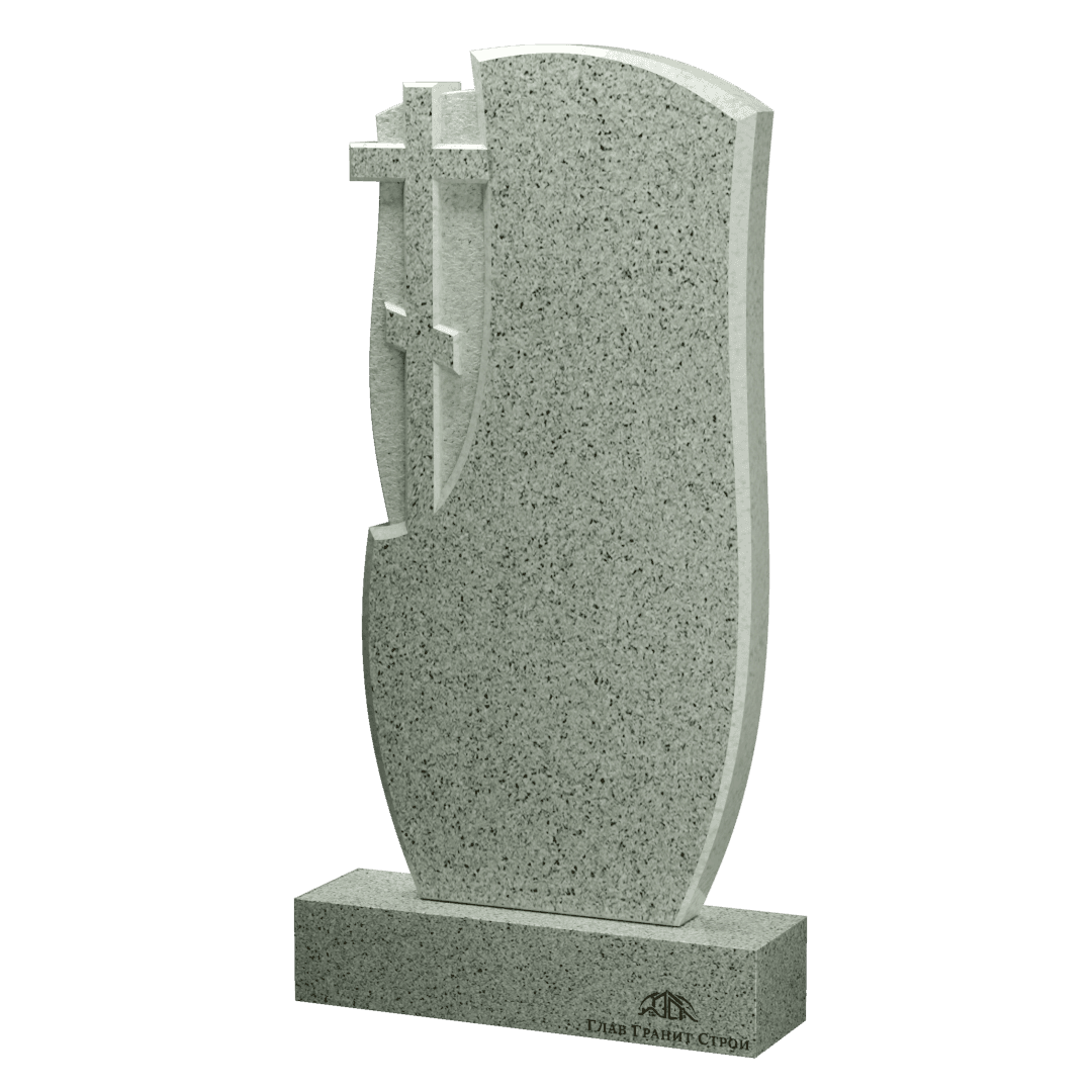 В06-10 Стела из мансуровского гранита с плавными гранями и крестом
