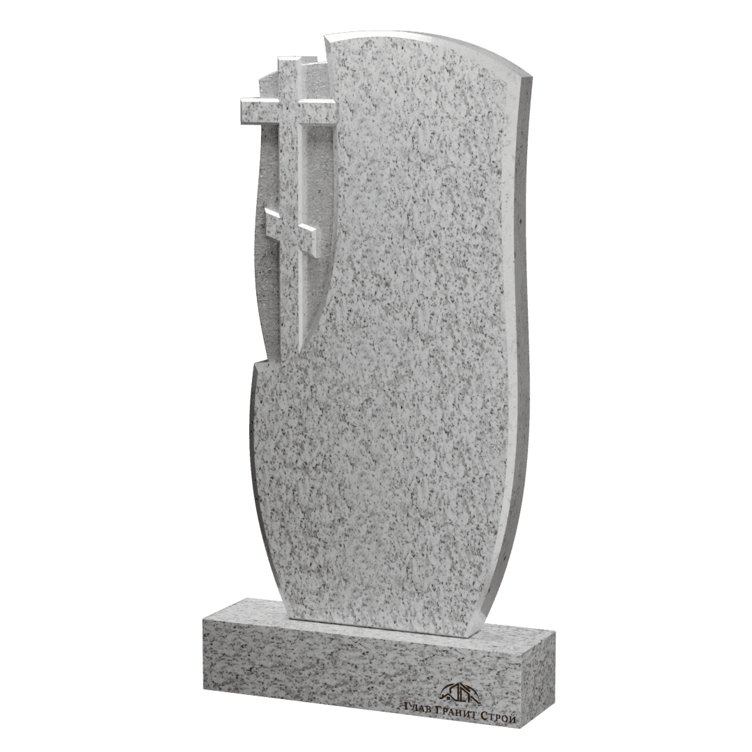 В06-10 Стела из покостовского гранита с плавными гранями и крестом