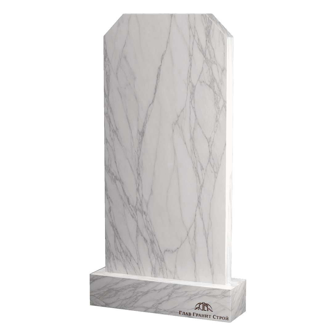 Вертикальный памятник с усеченными углами из мрамора