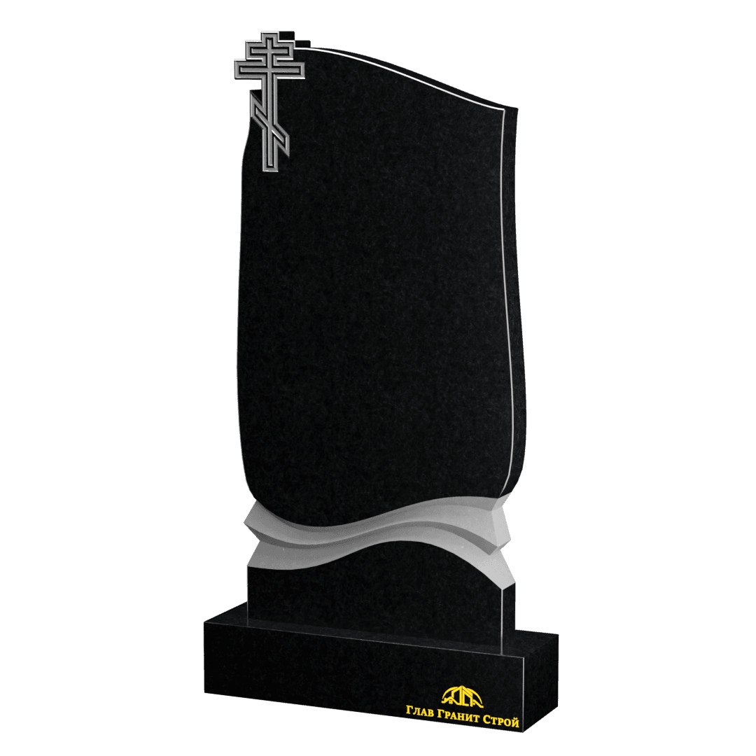 Памятник с крестом и складками из букинского гранита