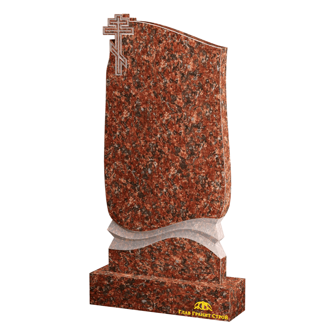 Памятник с крестом и складками из капустинского гранита