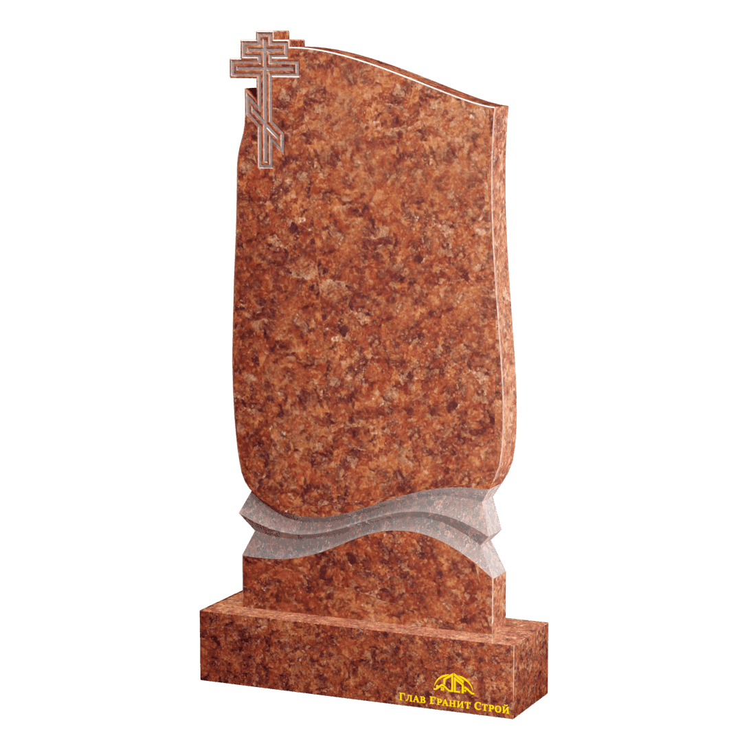 Памятник с крестом и складками из лезниковского гранита