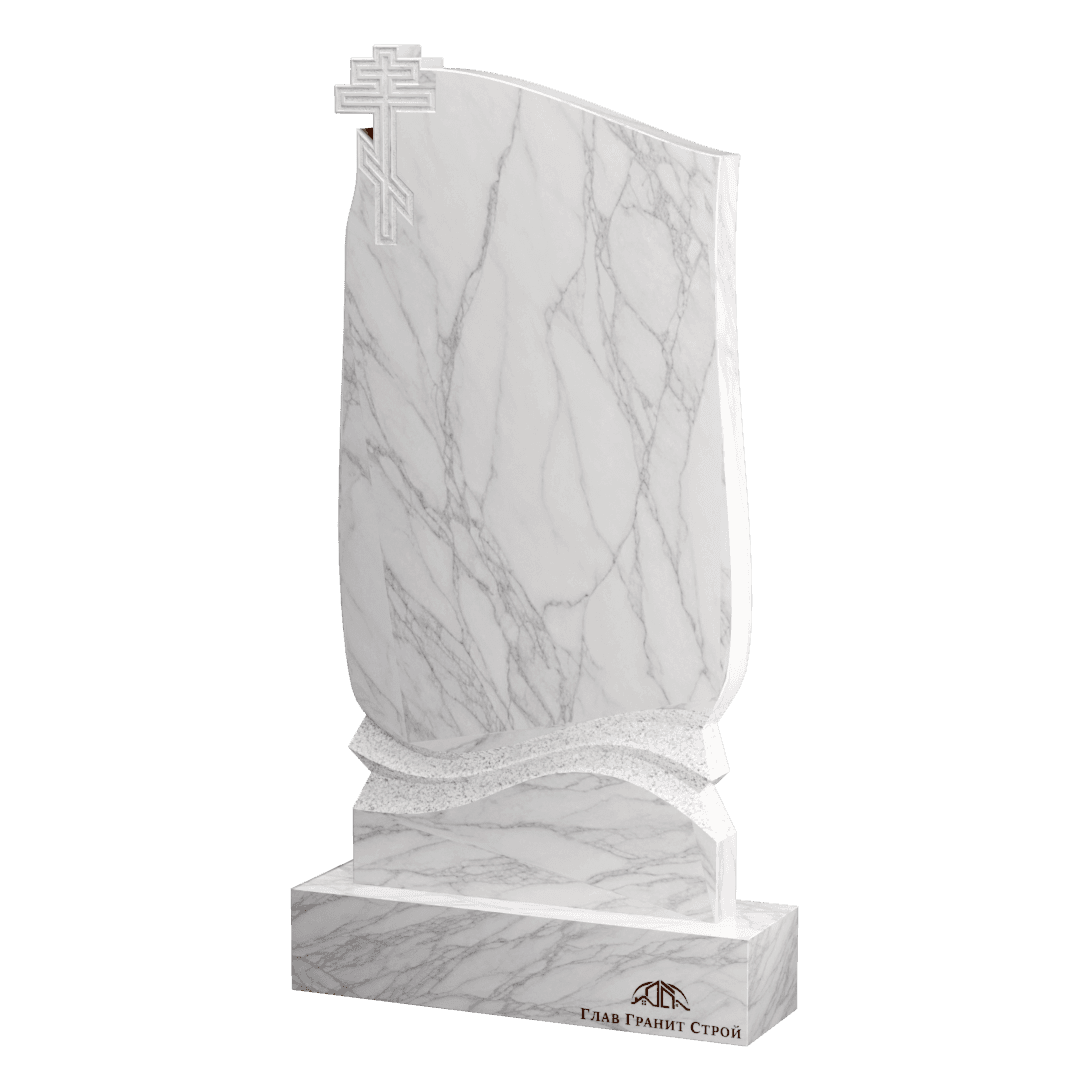 Памятник с крестом и складками из мрамора