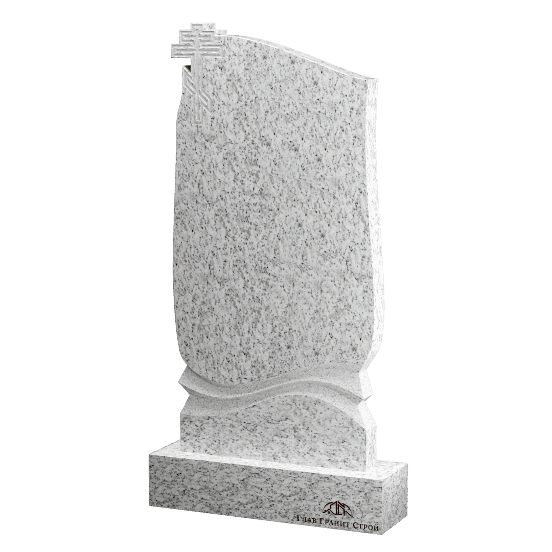 Памятник с крестом и складками из покостовского гранита