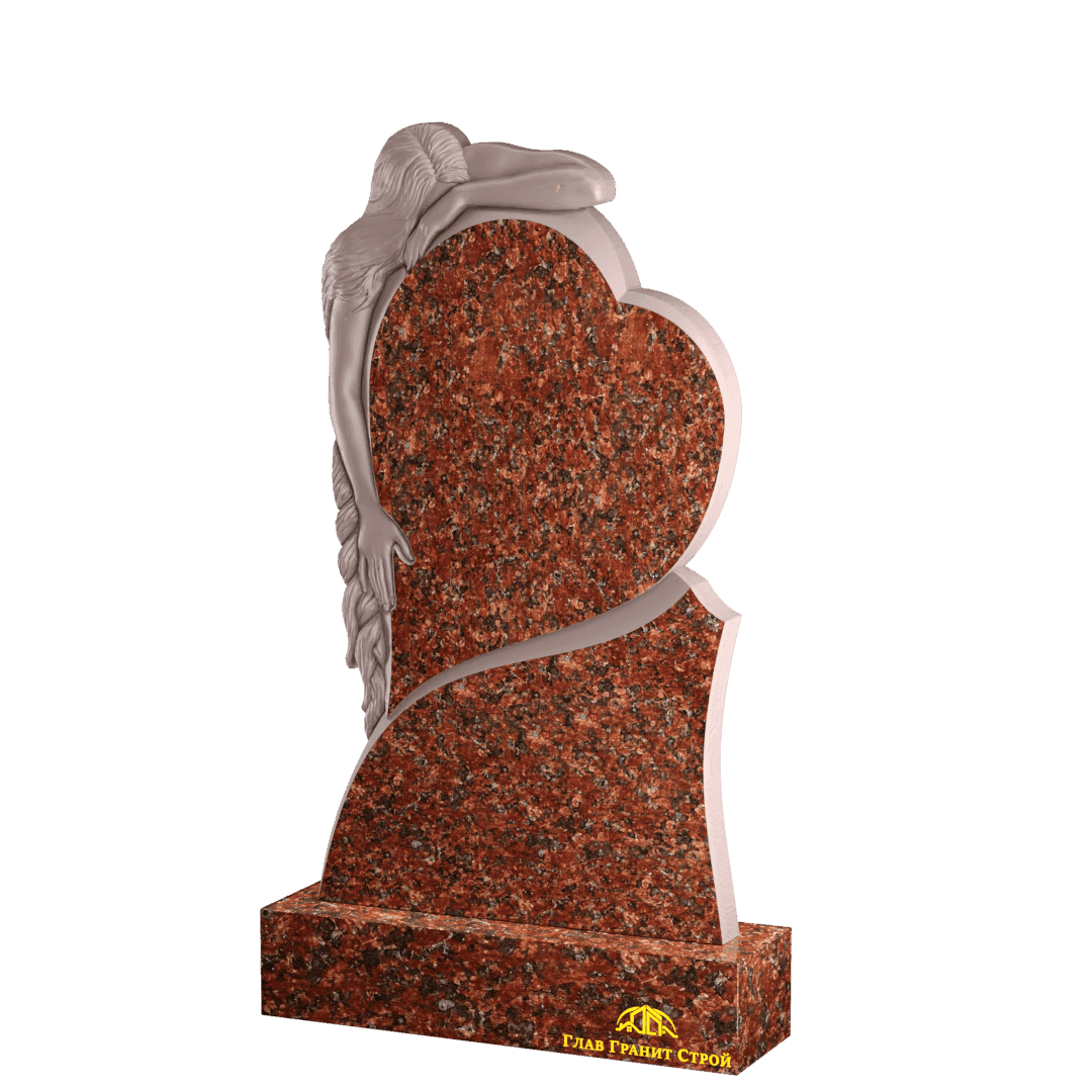 Р01-02 Памятник из капустинского гранита со скорбящей и сердцем