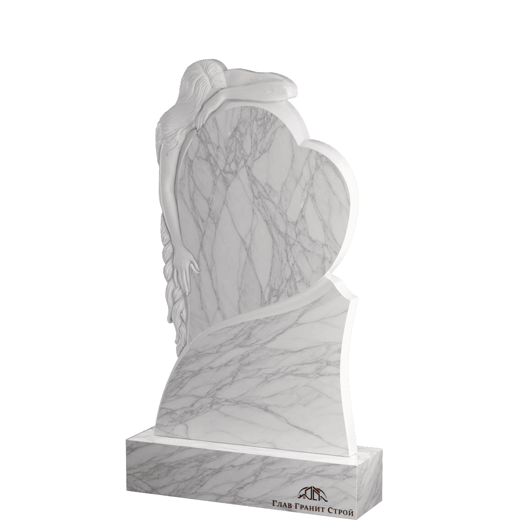 Р01-02 Памятник из мрамора со скорбящей и сердцем