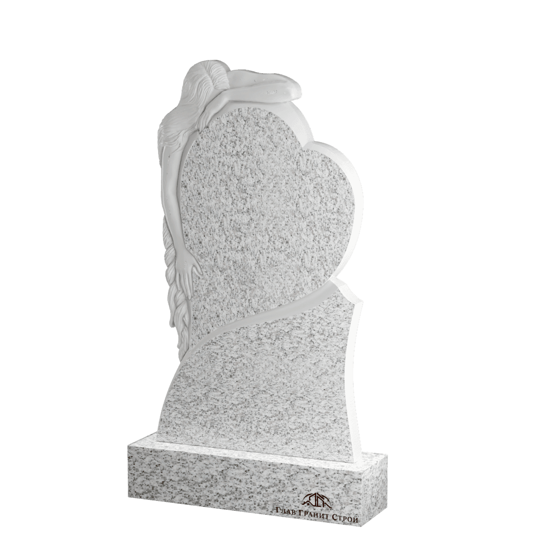 Р01-02 Памятник из покостовского гранита со скорбящей и сердцем