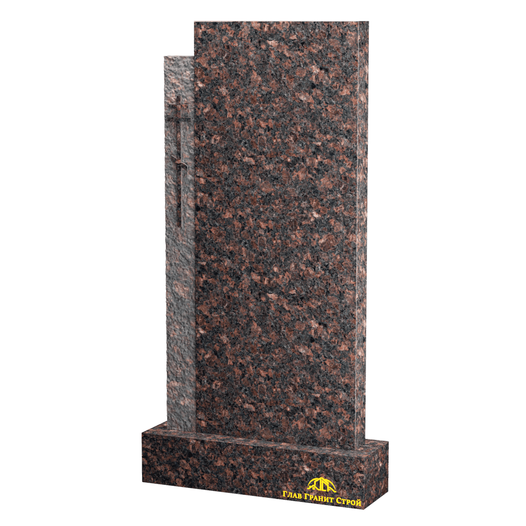 В06-09 Стела из дымовского гранита с крестом слева