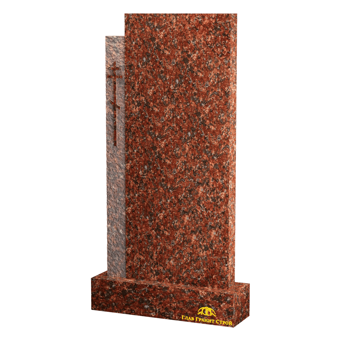 В06-09 Стела из капустинского гранита с крестом слева